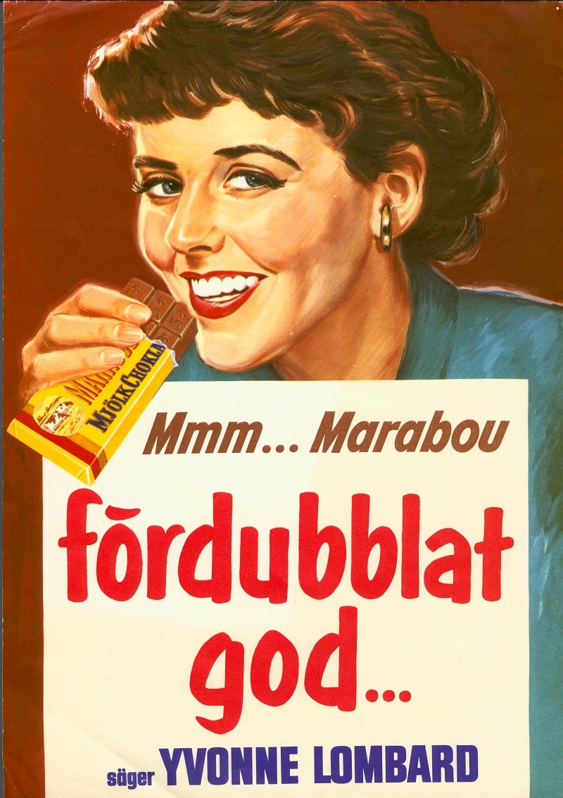 Reklambild med Yvonne Lombard från 1957.